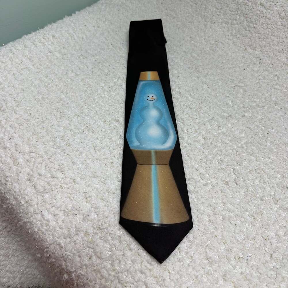 Ralph Marlin Lava Lamp Snowman Silk Necktie Black